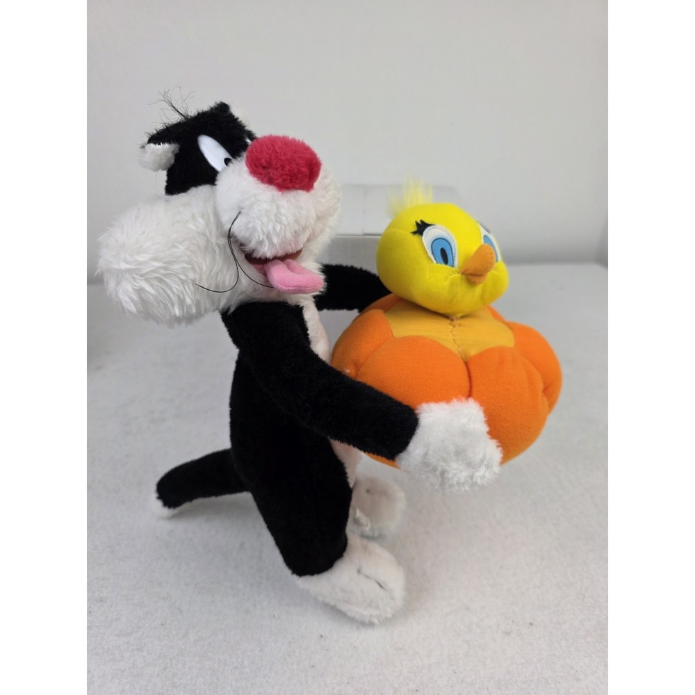 Vintage 1997 Looney Tunes‎ Sylvester Tweety Pumpkin Halloween Plush by ACE 12in